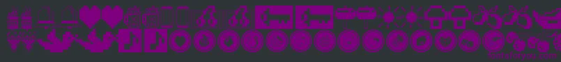 FontaliciousThingbats-Schriftart – Violette Schriften auf schwarzem Hintergrund