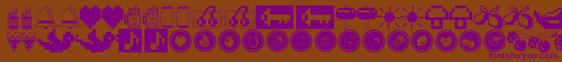 FontaliciousThingbats-fontti – violetit fontit ruskealla taustalla