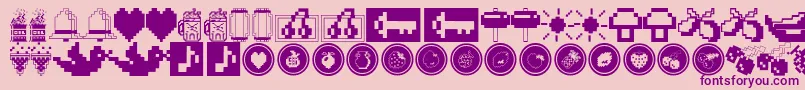 フォントFontaliciousThingbats – ピンクの背景に紫のフォント