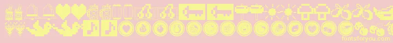 フォントFontaliciousThingbats – 黄色のフォント、ピンクの背景