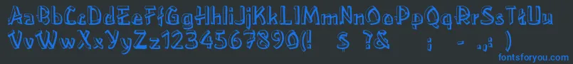 フォントRslowereastside – 黒い背景に青い文字