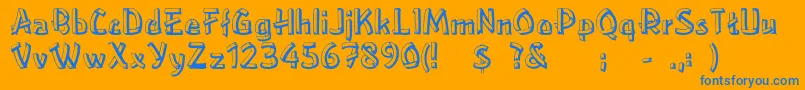 Rslowereastside-Schriftart – Blaue Schriften auf orangefarbenem Hintergrund