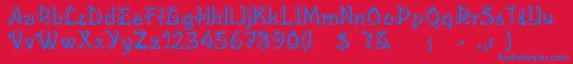 Rslowereastside-Schriftart – Blaue Schriften auf rotem Hintergrund