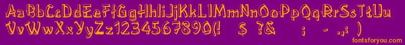 Rslowereastside-Schriftart – Orangefarbene Schriften auf violettem Hintergrund