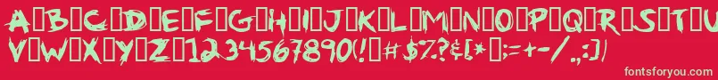 Gribouille1 Font – Green Fonts on Red Background