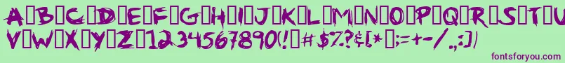 フォントGribouille1 – 緑の背景に紫のフォント