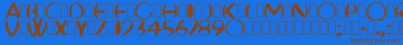 フォントFatBoyVeryRound – 茶色の文字が青い背景にあります。