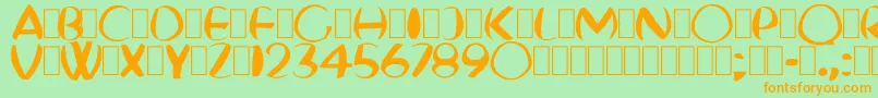 FatBoyVeryRound-fontti – oranssit fontit vihreällä taustalla