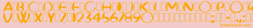 フォントFatBoyVeryRound – オレンジの文字がピンクの背景にあります。