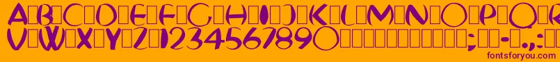 Fonte FatBoyVeryRound – fontes roxas em um fundo laranja