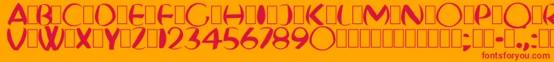 Fonte FatBoyVeryRound – fontes vermelhas em um fundo laranja
