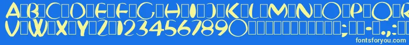 フォントFatBoyVeryRound – 黄色の文字、青い背景