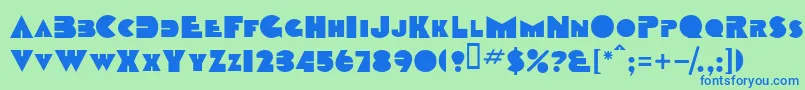 TobagosskBold-fontti – siniset fontit vihreällä taustalla