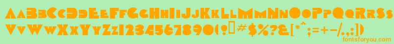 フォントTobagosskBold – オレンジの文字が緑の背景にあります。
