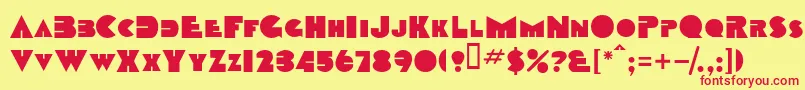 フォントTobagosskBold – 赤い文字の黄色い背景