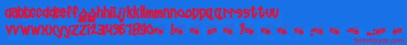 Poornut-Schriftart – Rote Schriften auf blauem Hintergrund