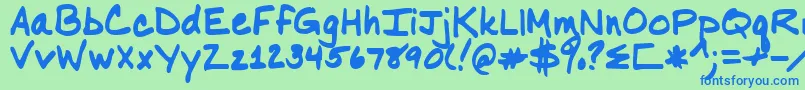 Nancyyoff Font – Blue Fonts on Green Background