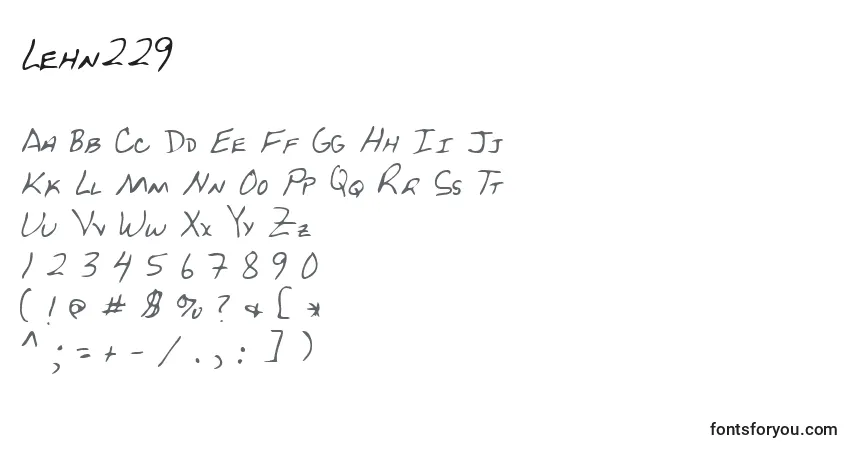 A fonte Lehn229 – alfabeto, números, caracteres especiais