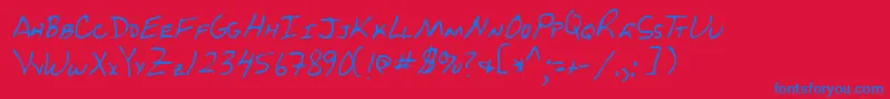 Lehn229 Font – Blue Fonts on Red Background