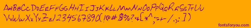Lehn229-Schriftart – Violette Schriften auf orangefarbenem Hintergrund