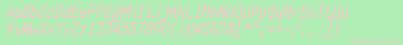 Nk57MonospaceCdRgIt-Schriftart – Rosa Schriften auf grünem Hintergrund