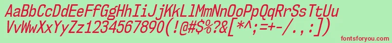 Nk57MonospaceCdRgIt Font – Red Fonts on Green Background