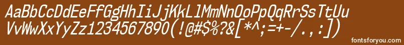 Nk57MonospaceCdRgIt Font – White Fonts on Brown Background