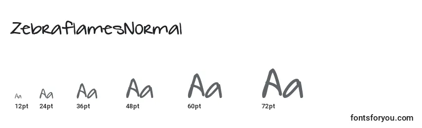 Размеры шрифта ZebraflamesNormal