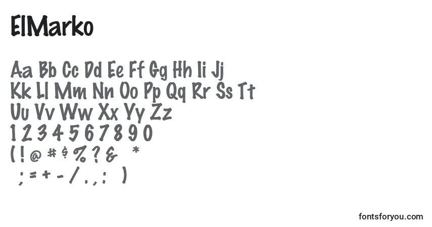 Schriftart ElMarko – Alphabet, Zahlen, spezielle Symbole