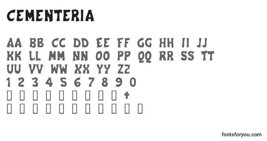 Czcionka Cementeria – alfabet, cyfry, specjalne znaki