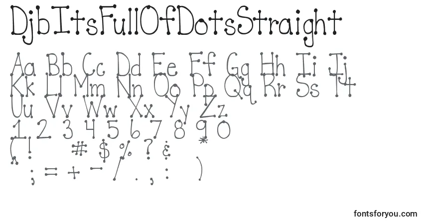 A fonte DjbItsFullOfDotsStraight – alfabeto, números, caracteres especiais