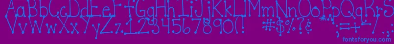 DjbItsFullOfDotsStraight-Schriftart – Blaue Schriften auf violettem Hintergrund