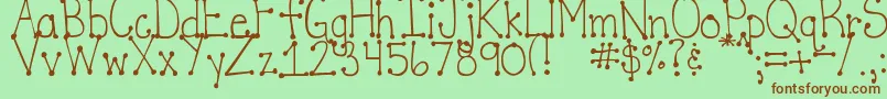 DjbItsFullOfDotsStraight Font – Brown Fonts on Green Background