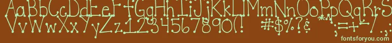 DjbItsFullOfDotsStraight Font – Green Fonts on Brown Background