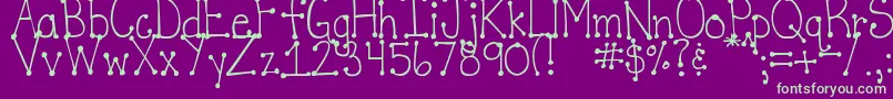 DjbItsFullOfDotsStraight Font – Green Fonts on Purple Background