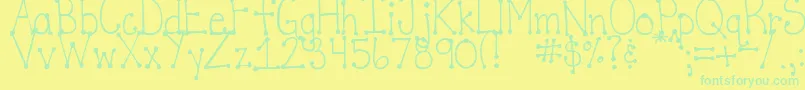 DjbItsFullOfDotsStraight Font – Green Fonts on Yellow Background