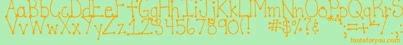DjbItsFullOfDotsStraight Font – Orange Fonts on Green Background