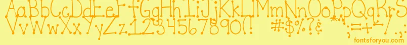 DjbItsFullOfDotsStraight Font – Orange Fonts on Yellow Background