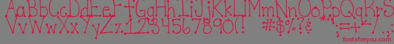 フォントDjbItsFullOfDotsStraight – 赤い文字の灰色の背景