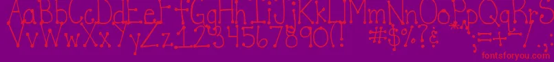 fuente DjbItsFullOfDotsStraight – Fuentes Rojas Sobre Fondo Morado
