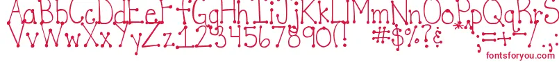 DjbItsFullOfDotsStraight Font – Red Fonts on White Background