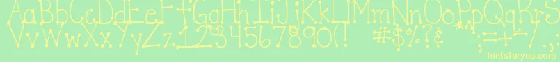 DjbItsFullOfDotsStraight Font – Yellow Fonts on Green Background
