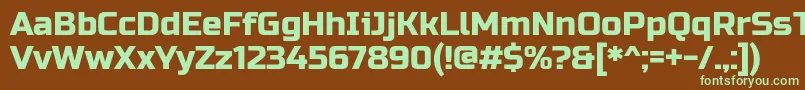 RussoOne-fontti – vihreät fontit ruskealla taustalla