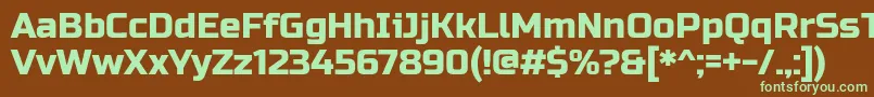 フォントRussoOne – 緑色の文字が茶色の背景にあります。