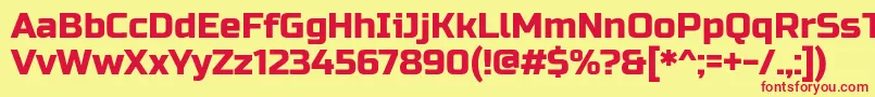 RussoOne-Schriftart – Rote Schriften auf gelbem Hintergrund
