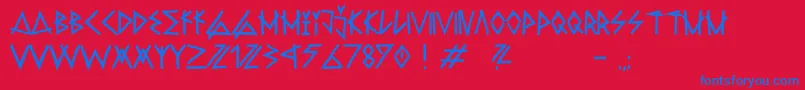 Czcionka RawdeltahandstreetDemo – niebieskie czcionki na czerwonym tle