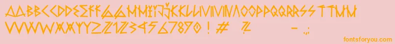 フォントRawdeltahandstreetDemo – オレンジの文字がピンクの背景にあります。