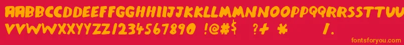 フォントMeatraffle – 赤い背景にオレンジの文字