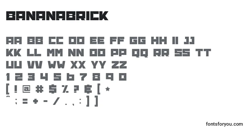 A fonte BananaBrick – alfabeto, números, caracteres especiais