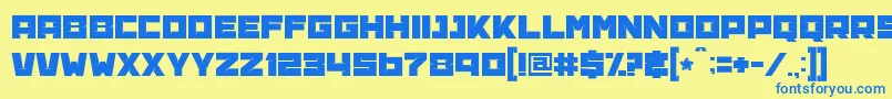 フォントBananaBrick – 青い文字が黄色の背景にあります。